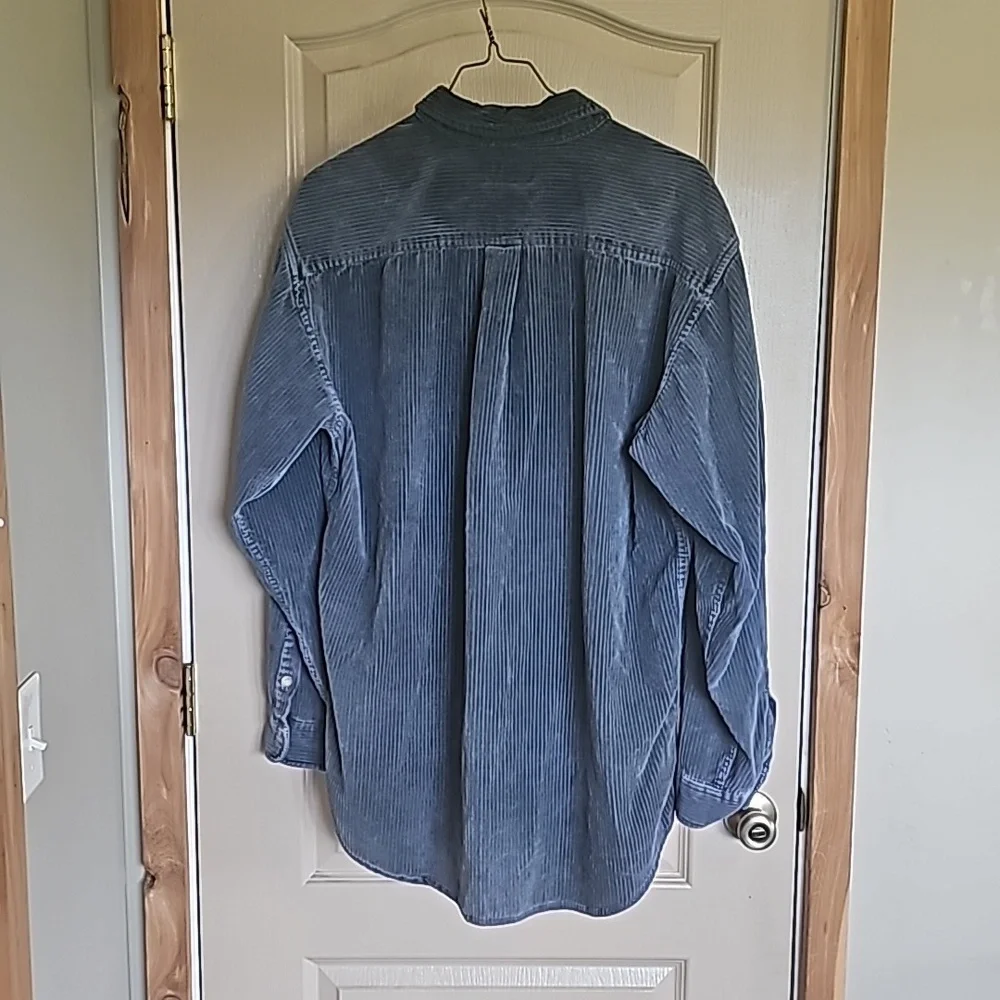 Men's J Crew distressed and worn in long sleeve corduroy shirt size large tall - Picture 6 of 8
